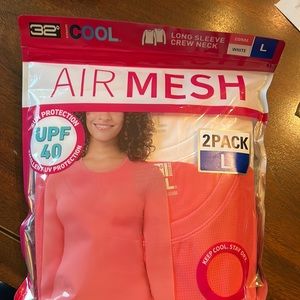 Coral & White long sleeve air mesh 2 pack